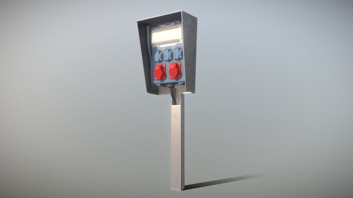 Industrial Distribution Socket Box (High-Poly) 3D Model