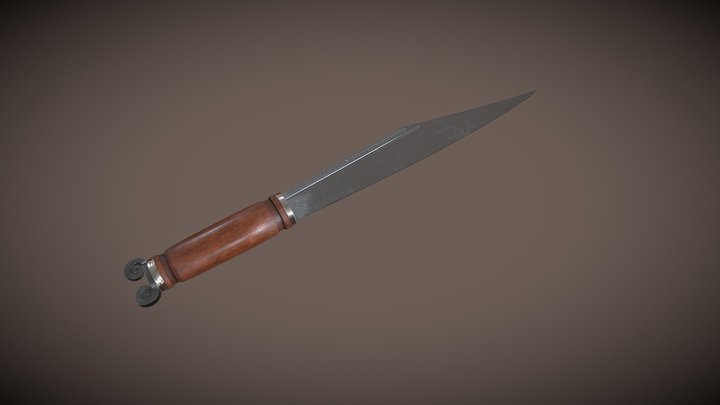 Dagger with a wooden handle 3D Model