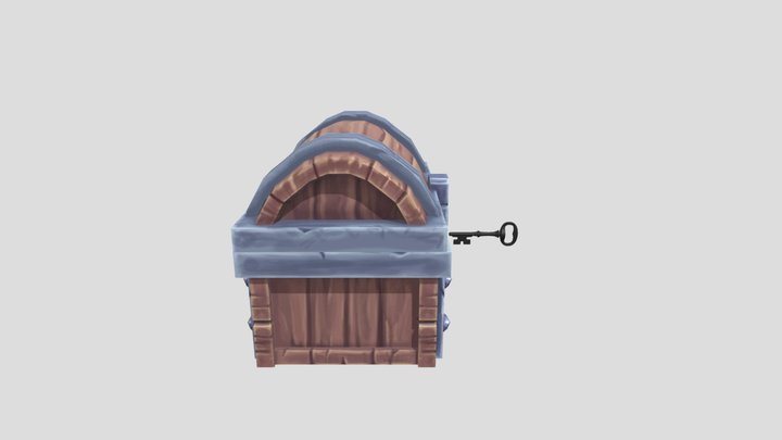 Treasure game chest with key animation 3D Model