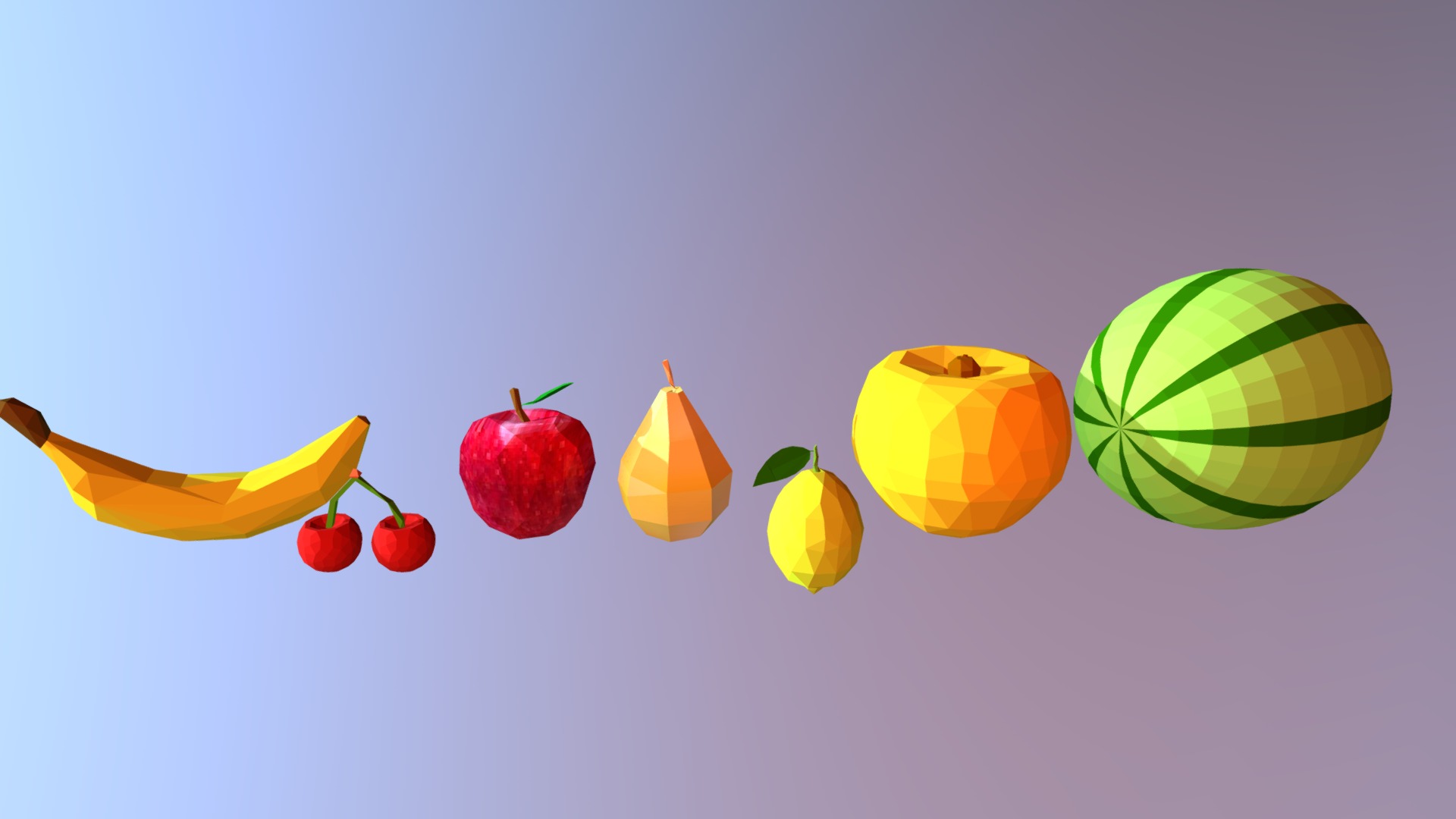 3D model Fructs Low Poly - This is a 3D model of the Fructs Low Poly. The 3D model is about a group of fruits.