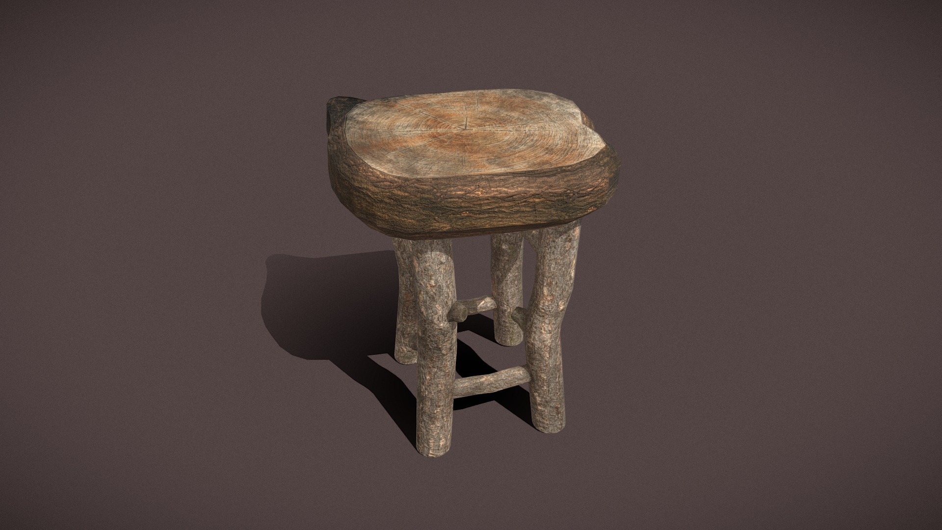 3D model Medieval Tavern Stool - This is a 3D model of the Medieval Tavern Stool. The 3D model is about a wooden chair with a cushion.