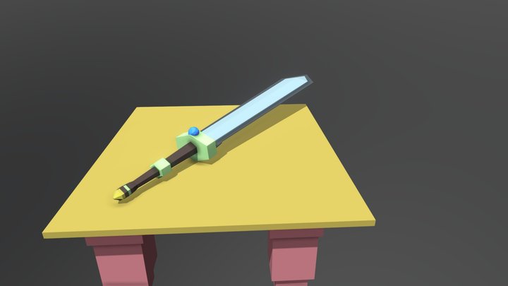Sword On Table 3D Model