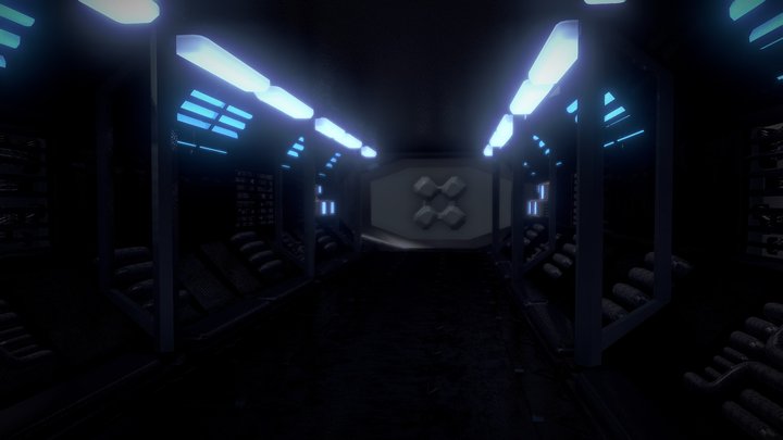 Space ship corridor V2 3D Model