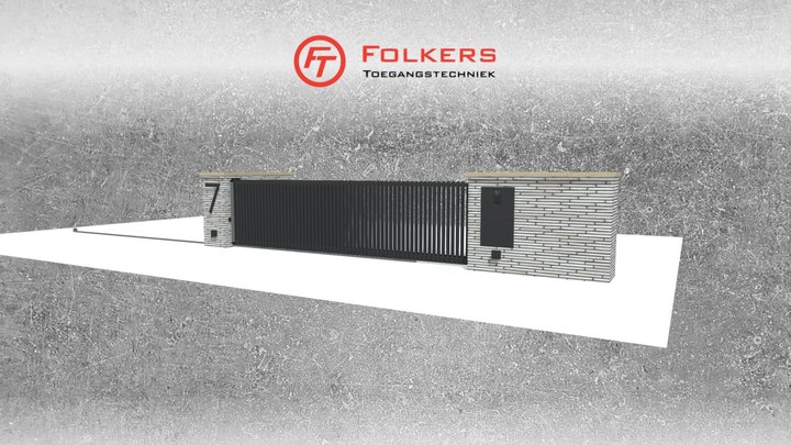 Schuifpoort Assymetrische poeren 3D Model