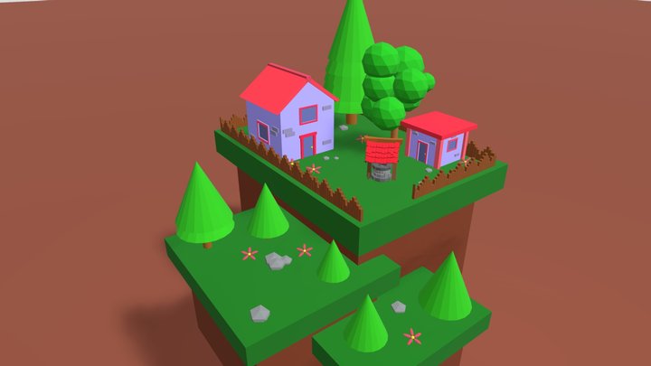 Low poly hillside building – Modèle 3D gratuit STL
