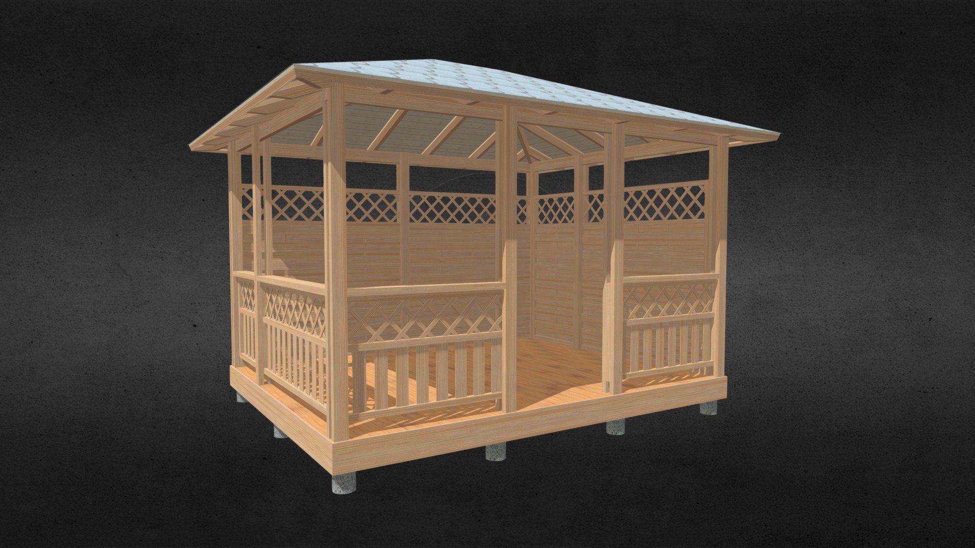 Evb 4 Pavėsinė Stačiakampė 3d Model By Veber Wood Rendersales 8e81710 Sketchfab 7939