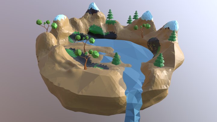 Low poly island 3D Model