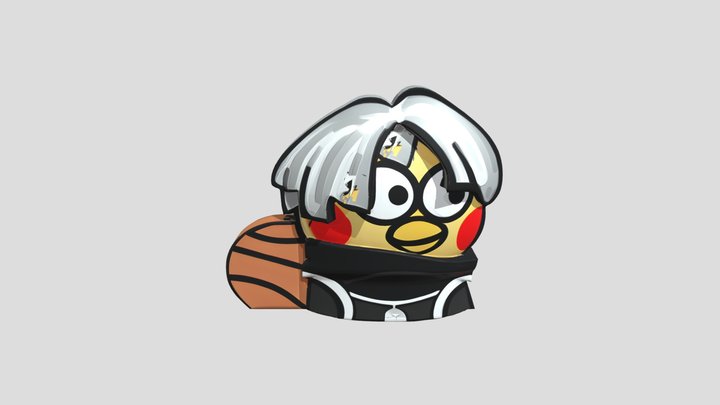 cartoon bird with grey hair 3D Model