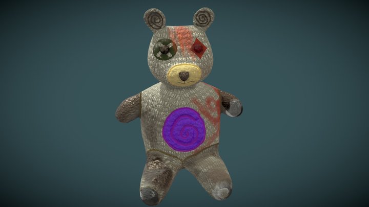 Worn and creepy  teddy bear 3D Model