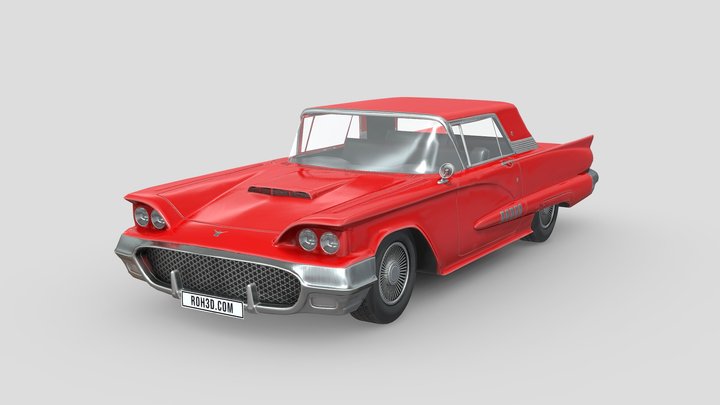 Low Poly Car - Ford Thunderbird Coupe 1958 3D Model