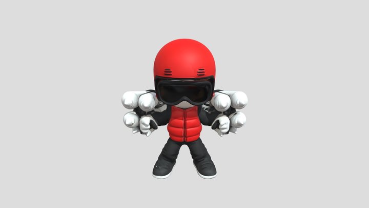 helmeted figure with rocket launchers 3D Model