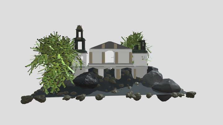 The ruins of San Juan Parangaricutiro 3D Model