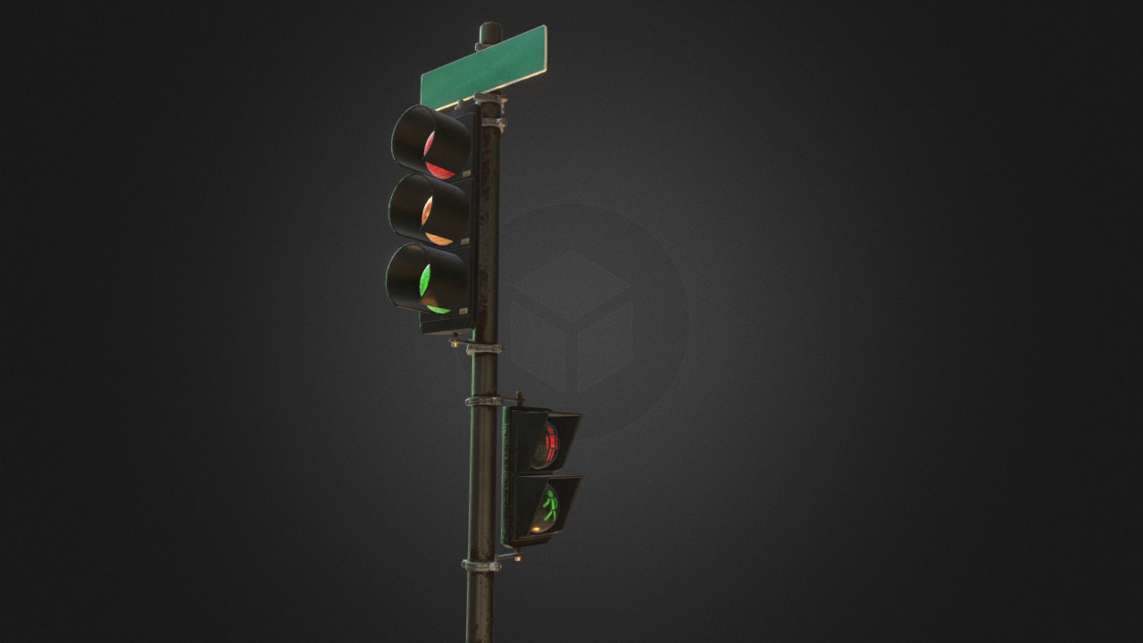 3D model Traffic Light - This is a 3D model of the Traffic Light. The 3D model is about a traffic light with a green light.