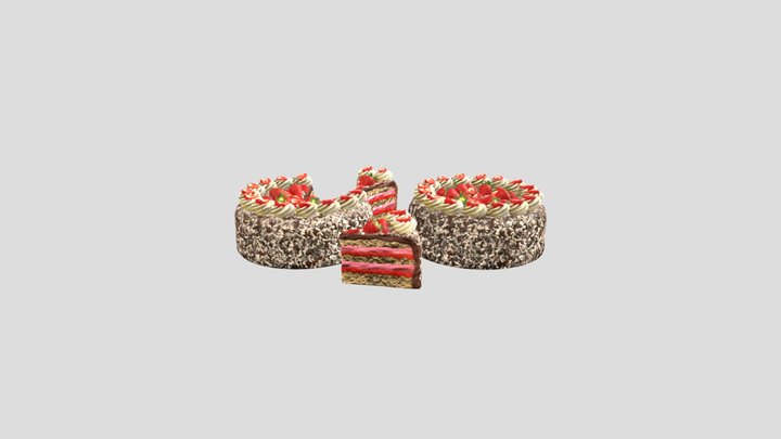 Fruit cream cake colorful 3d design vector free download