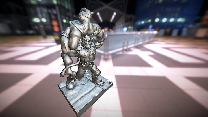 Wolfpack Statue 3D Model