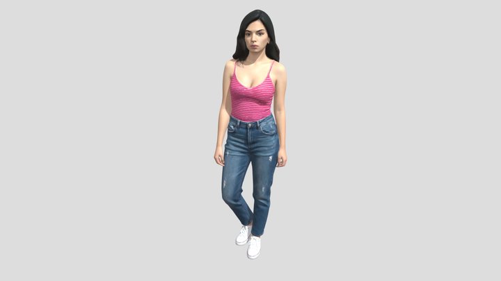 Pink Stripe Tank Top With Jeans – Free 3D Model STL