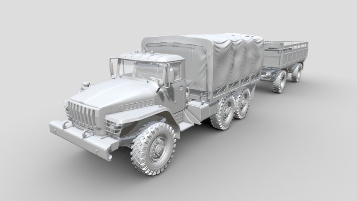 Ural-375 freight(N1-T1) 3D Model