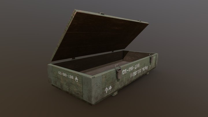 Low-poly army box 3D Model