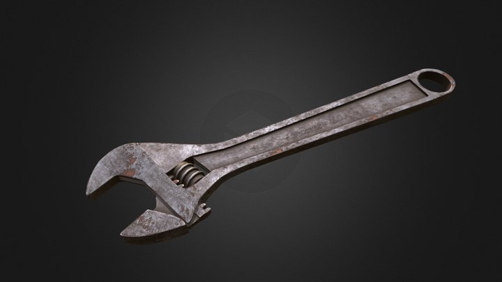 Adjustable Wrench Game Asset 3D Model