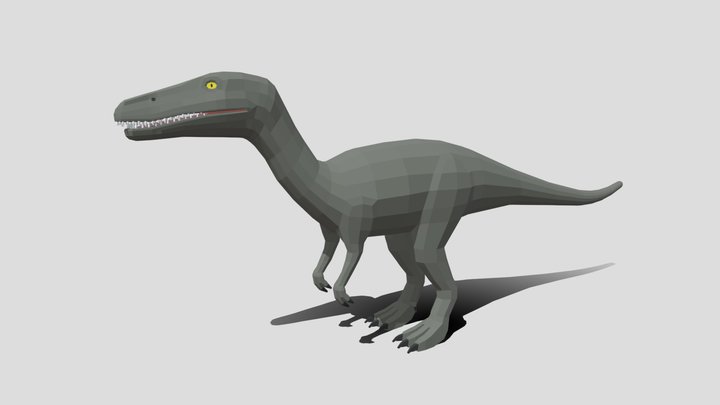 Low Poly Cartoon Baryonyx Dinosaur 3D Model