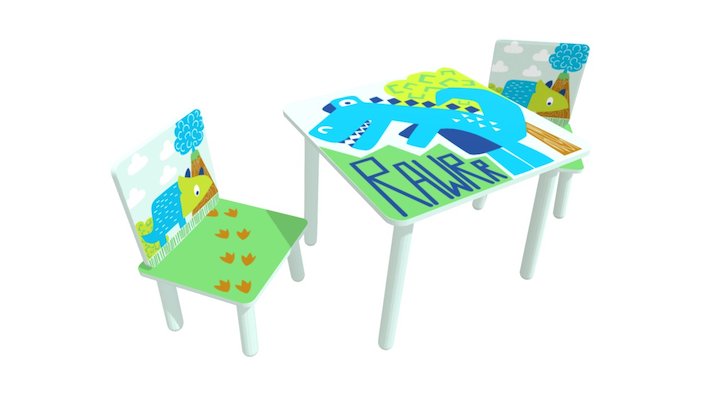 RAWRR Table And 2 Chairs 3D Model