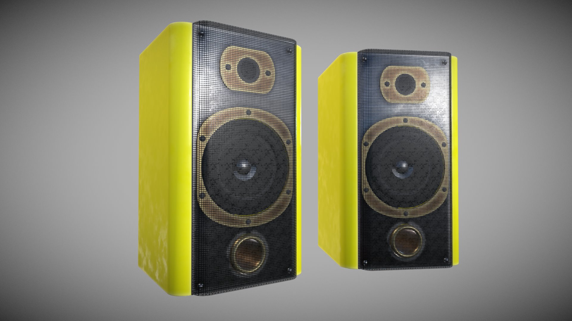 3D model Speakers - This is a 3D model of the Speakers. The 3D model is about a couple of metal boxes.