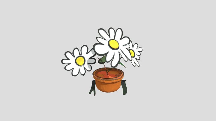 Daisy_ Trio_in_ Pot_0712120334_texture 3D Model
