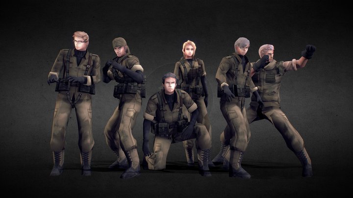 Retro Military Squad 3D Model