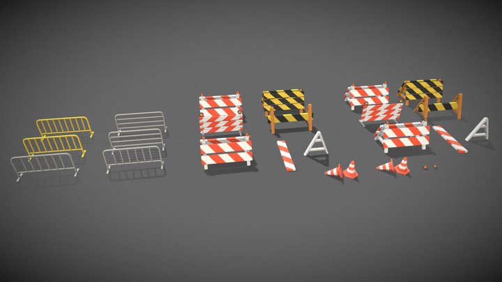 simple low poly street work stuff 3D Model