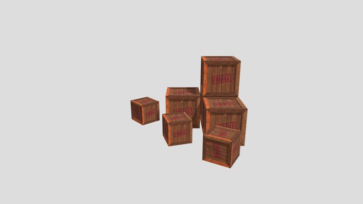 Crates Photobashed 3D Model