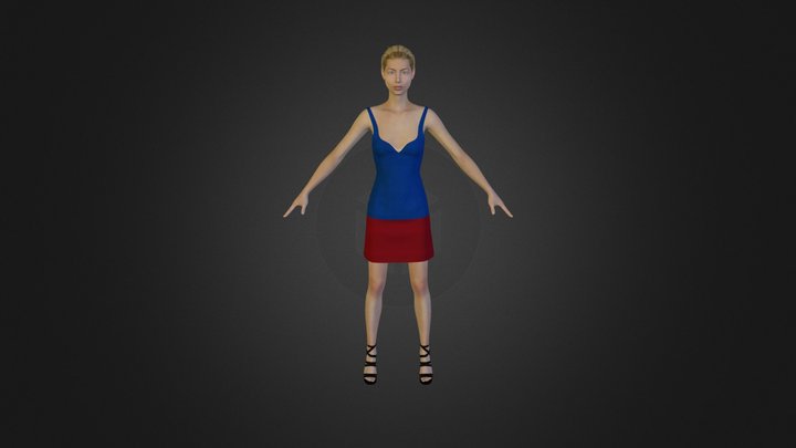 Top Blue - Skirt Red 3D Model
