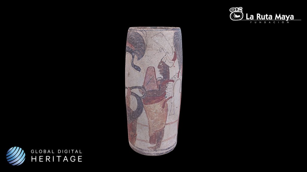 Ik style Vase with nobles and assistants