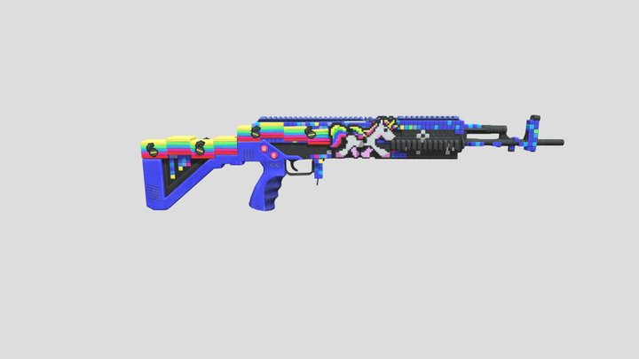 PUBG: 8bit Unicorn - M762 (Lv. 1) - 3D model by halloweeks