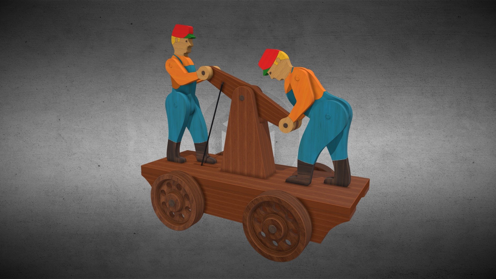 Hand Powered Railcar Wooden Toy — Sketchfab embed 3D viewer