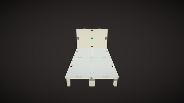 Mortise Twin Size Bed Frame 3D Model