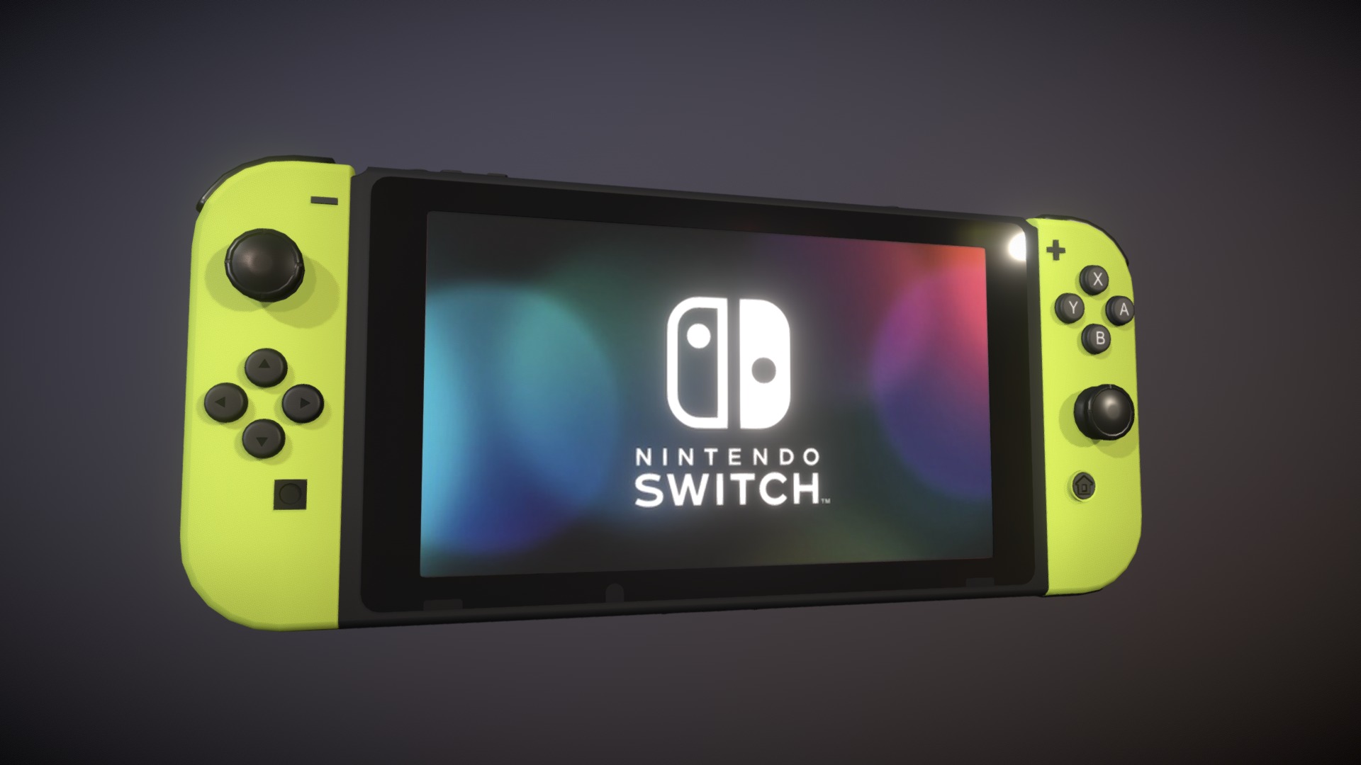 3D model Nintendo Switch Neon Yellow - This is a 3D model of the Nintendo Switch Neon Yellow. The 3D model is about a close-up of a cell phone.