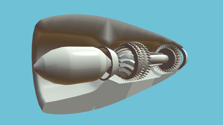 Turbo Airplane Engine 3D Model
