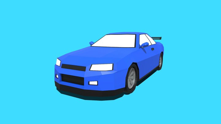 Low Poly Nissan Skyline GT-R R34 3D Model