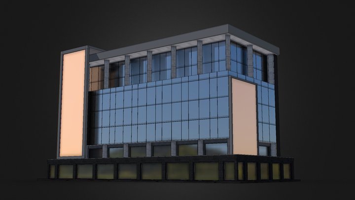 Glass Office Building 3D Model