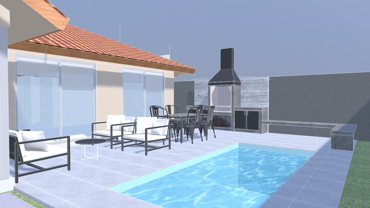 Quincho + Piscina 3D Model