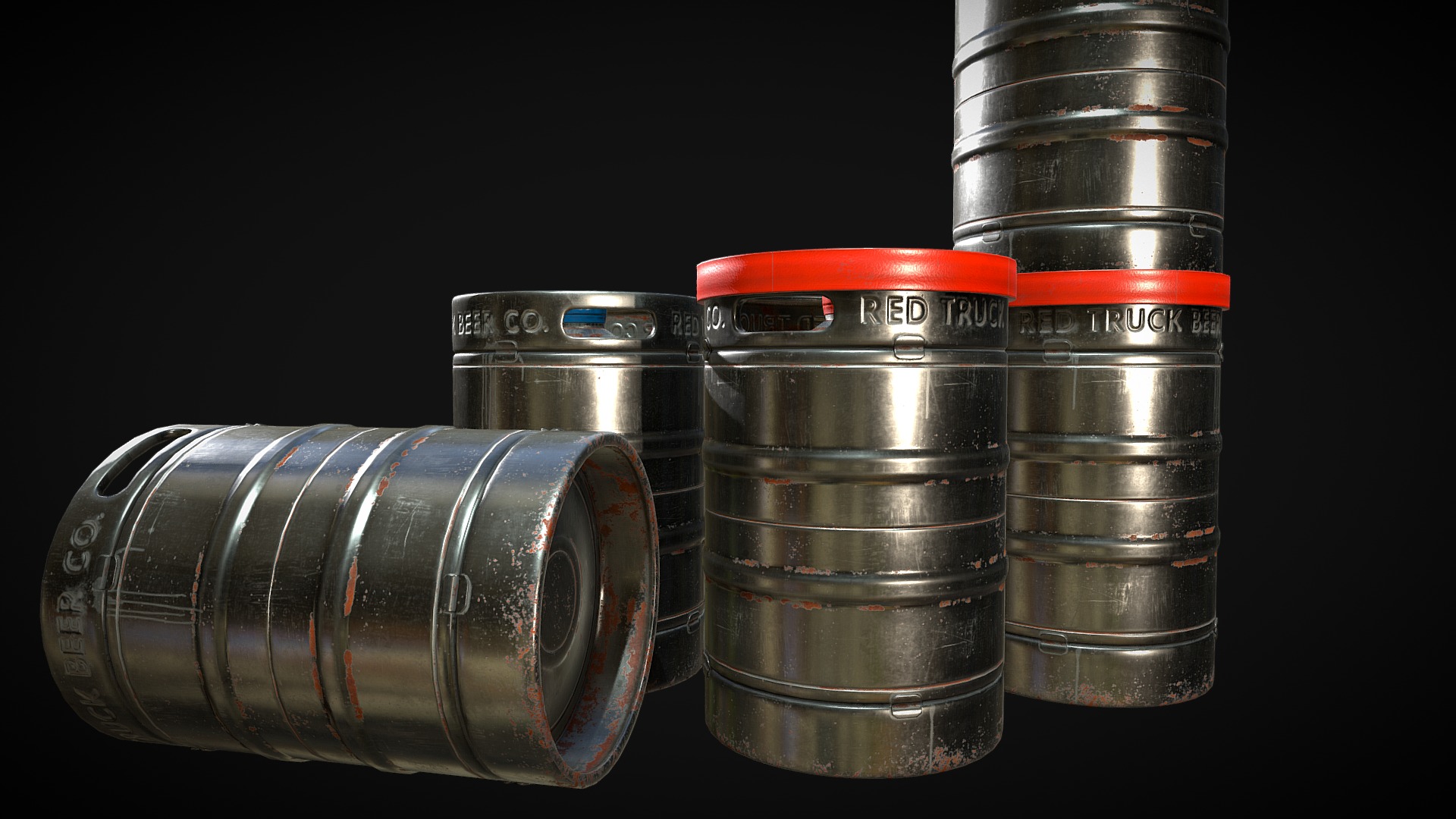 3D model Kegs - This is a 3D model of the Kegs. The 3D model is about a close-up of some cans.