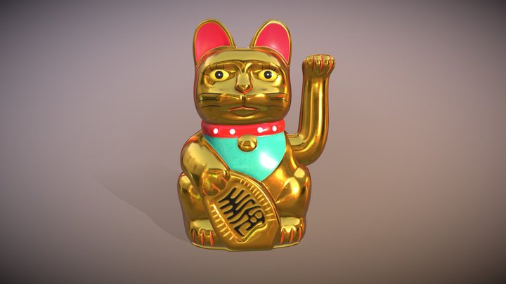 Maneki neko lucky cat 3D Model