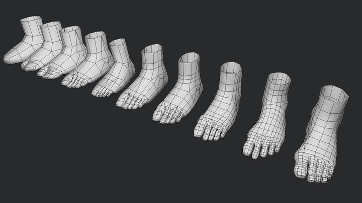 low poly foots 3D Model
