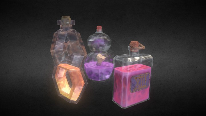 Three Potions 3D Model