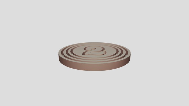 Number Two in 4 circles 3D Model