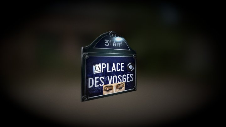 Street Sign - Place des Vosges, Paris 3D Model