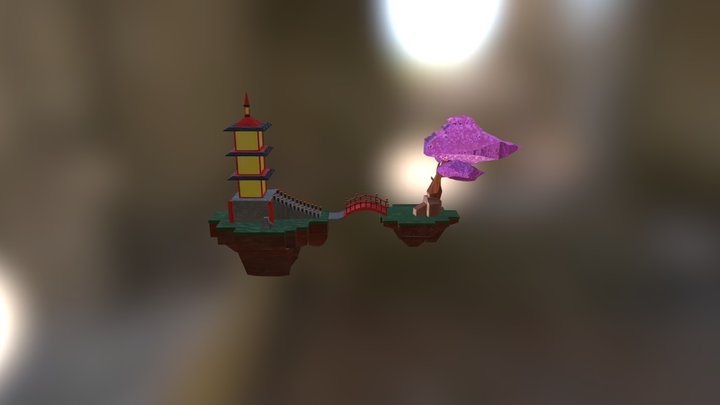 Templo japones volador 3D Model