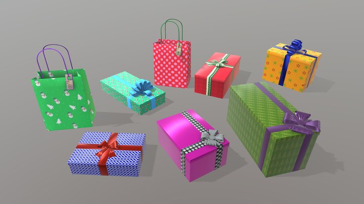 Gift Boxes pack 3D Model