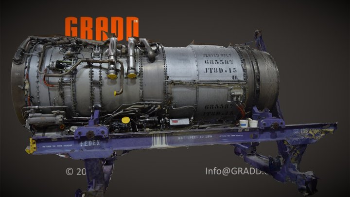 GRADD 3D Model Pratt & Whitney JT8D-15 Engine 3D Model
