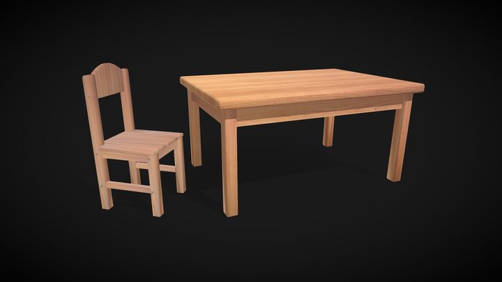 Table & Chair 3D Model